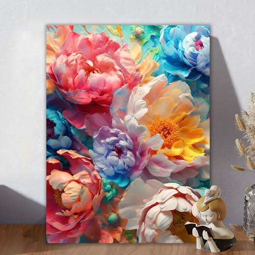 Malen Nach Zahlen Erwachsene, Malen Nach Zahlen Kits Blume, DIY Malen-Nach-Zahlen Anlage Leinwand Bastelset für Kinder Anfänger Mit Pinseln für Home Wall Decor, Geschenke für Frauen 50x60cm I-3 von Aynaeinn