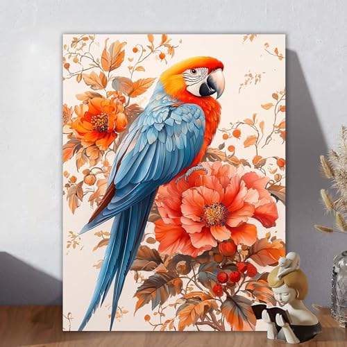 Malen Nach Zahlen Erwachsene, Malen Nach Zahlen Kits Blume, DIY Malen-Nach-Zahlen Papagei Leinwand Bastelset für Kinder Anfänger Mit Pinseln für Home Wall Decor, Geschenke für Frauen 20x30cm C-6 von Aynaeinn