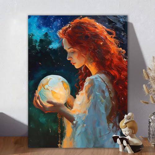 Malen Nach Zahlen Erwachsene, Malen Nach Zahlen Kits Frau, DIY Malen-Nach-Zahlen Planet Leinwand Bastelset für Kinder Anfänger Mit Pinseln für Home Wall Decor, Geschenke für Frauen 30x40cm O-0 von Aynaeinn