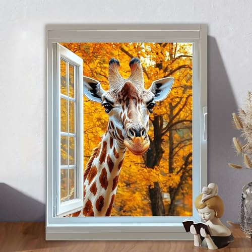 Malen Nach Zahlen Erwachsene, Malen Nach Zahlen Kits Giraffe, DIY Malen-Nach-Zahlen Fenster Leinwand Bastelset für Kinder Anfänger Mit Pinseln für Home Wall Decor, Geschenke für Frauen 100x130cm A-0 von Aynaeinn