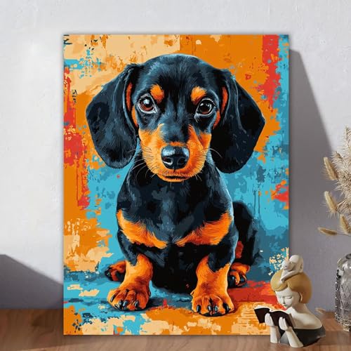 Malen Nach Zahlen Erwachsene, Malen Nach Zahlen Kits Hund, DIY Malen-Nach-Zahlen Tier Leinwand Bastelset für Kinder Mit Pinseln und Acrylfarben für Home Wall Decor, Geschenke für Frauen 30x40cm L-3 von Aynaeinn