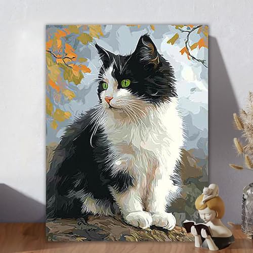 Malen Nach Zahlen Erwachsene, Malen Nach Zahlen Kits Katze, DIY Malen-Nach-Zahlen Tier Leinwand Bastelset für Kinder Anfänger Mit Pinseln für Home Wall Decor, Geschenke für Frauen 90x120cm V-3 von Aynaeinn