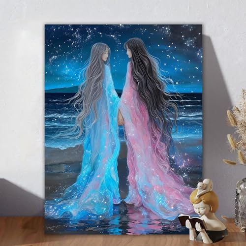 Malen Nach Zahlen Erwachsene, Malen Nach Zahlen Kits Sternenhimmel, DIY Malen-Nach-Zahlen Partner Bastelset für Kinder Anfänger Mit Pinseln für Home Wall Decor, Geschenke für Frauen 80x110cm R-3 von Aynaeinn