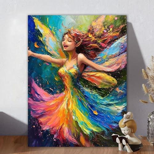 Malen Nach Zahlen Erwachsene Abstrakt, Malen Nach Zahlen Kinder, DIY Kreativ Set für Frauen mit 3-Pinseln und Acrylfarbe Kit, Paint by Numbers Elf für Aesthetic Room Decor, Ohne Rahmen 60x80cm B-6 von Aynaeinn