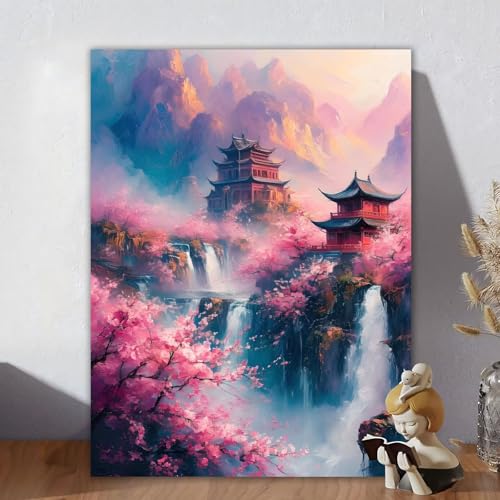 Malen Nach Zahlen Erwachsene Baum, Malen Nach Zahlen Kinder, DIY Kreativ Set für Frauen mit 3-Pinseln und Acrylfarbe Kit, Paint by Numbers Landschaft für Aesthetic Room Decor, Ohne Rahmen 80x110cm O-9 von Aynaeinn