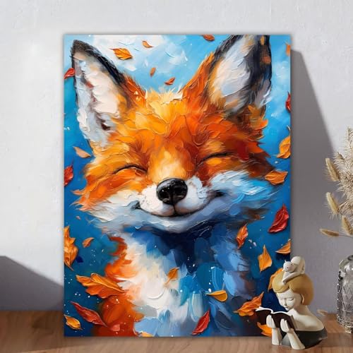 Malen Nach Zahlen Erwachsene Fuchs, Malen Nach Zahlen Kinder, DIY Kreativ Set für Frauen mit 3-Pinseln und Acrylfarbe Kit, Paint by Numbers Niedlich für Aesthetic Room Decor, Ohne Rahmen 80x110cm C-2 von Aynaeinn