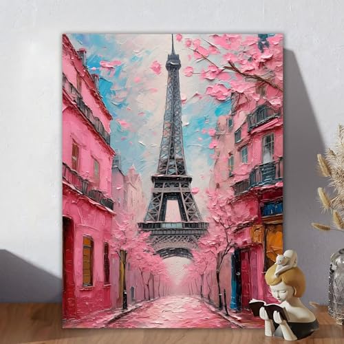 Malen Nach Zahlen Erwachsene Stadt, Malen Nach Zahlen Kinder, DIY Kreativ Set für Frauen mit 3-Pinseln und Acrylfarbe Kit, Paint by Numbers Straße für Aesthetic Room Decor, Ohne Rahmen 50x60cm E-2 von Aynaeinn