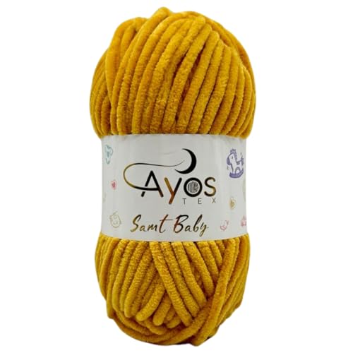 Ayos Samt Baby 120m, 100g I 100% Polyester I kuschelweiche Baby Wolle I Flauschwolle I Chenillewolle I zum Häkeln und Stricken (199-37 Zimt) von AyosTex