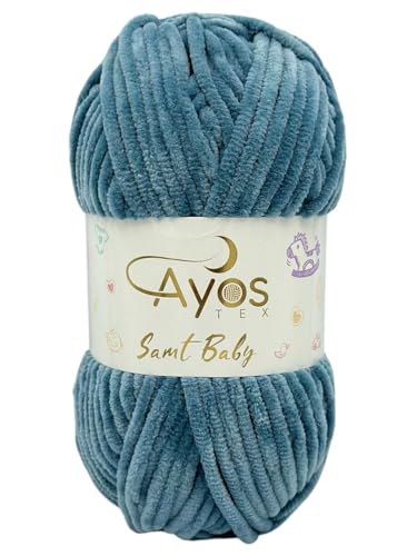 Ayos Samt Baby 120m, 100g I 100% Polyester I kuschelweiche Baby Wolle I Flauschwolle I Chenillewolle I zum Häkeln und Stricken 30 Grau von AyosTex