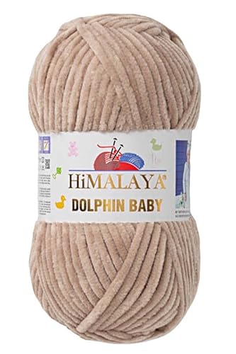 Himalaya Dolphin Baby 120m, 100g |Beige I 100% Polyester I Strickgarn I Flauschwolle I Babywolle I kuschelweiche Wolle für Ihr Baby I Chenillewolle I zum Stricken oder Häkeln von AyosTex