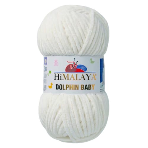 Himalaya Dolphin Baby 120m, 100g |Cream I 100% Polyester I Strickgarn I Flauschwolle I Babywolle I kuschelweiche Wolle für Ihr Baby I Chenillewolle I zum Stricken oder Häkeln von AyosTex