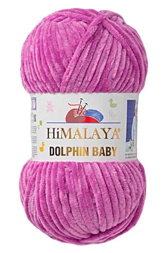 Himalaya Dolphin Baby 120m, 100g |Dunkles Flieder I 100% Polyester I Strickgarn I Flauschwolle I Babywolle I kuschelweiche Wolle für Ihr Baby I Chenillewolle I zum Stricken oder Häkeln von AyosTex