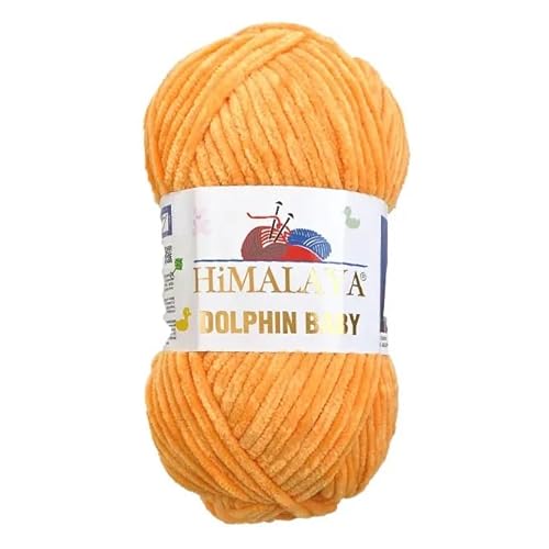 Himalaya Dolphin Baby 120m, 100g |Dunkles Orange I 100% Polyester I Strickgarn I Flauschwolle I Babywolle I kuschelweiche Wolle für Ihr Baby I Chenillewolle I zum Stricken oder Häkeln von AyosTex