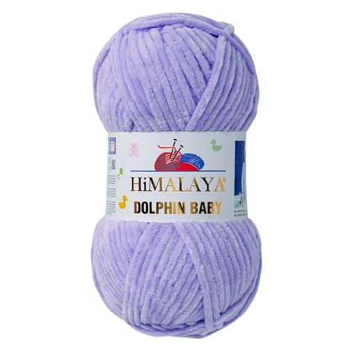 Himalaya Dolphin Baby 120m, 100g |Flieder I 100% Polyester I Strickgarn I Flauschwolle I Babywolle I kuschelweiche Wolle für Ihr Baby I Chenillewolle I zum Stricken oder Häkeln von AyosTex