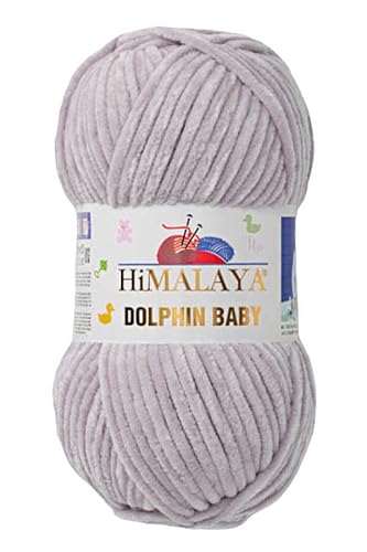 Himalaya Dolphin Baby 120m, 100g |Grau I 100% Polyester I Strickgarn I Flauschwolle I Babywolle I kuschelweiche Wolle für Ihr Baby I Chenillewolle I zum Stricken oder Häkeln von AyosTex