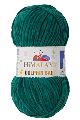 Himalaya Dolphin Baby 120m, 100g |Grün I 100% Polyester I Strickgarn I Flauschwolle I Babywolle I kuschelweiche Wolle für Ihr Baby I Chenillewolle I zum Stricken oder Häkeln von AyosTex