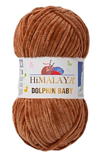 Himalaya Dolphin Baby 120m, 100g |Helles Braun I 100% Polyester I Strickgarn I Flauschwolle I Babywolle I kuschelweiche Wolle für Ihr Baby I Chenillewolle I zum Stricken oder Häkeln von AyosTex