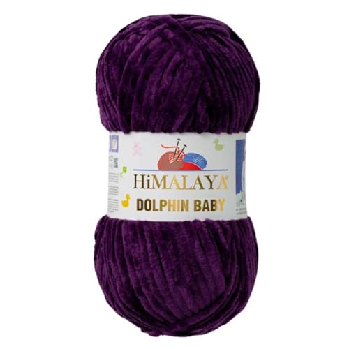 Himalaya Dolphin Baby 120m, 100g |Lila I 100% Polyester I Strickgarn I Flauschwolle I Babywolle I kuschelweiche Wolle für Ihr Baby I Chenillewolle I zum Stricken oder Häkeln von AyosTex