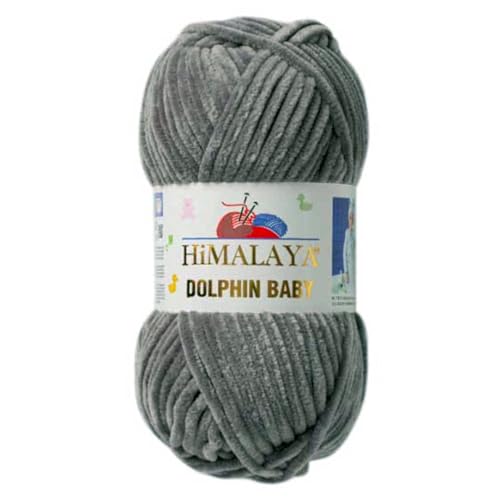 Himalaya Dolphin Baby 120m, 100g |Maus Grau I 100% Polyester I Strickgarn I Flauschwolle I Babywolle I kuschelweiche Wolle für Ihr Baby I Chenillewolle I zum Stricken oder Häkeln von AyosTex