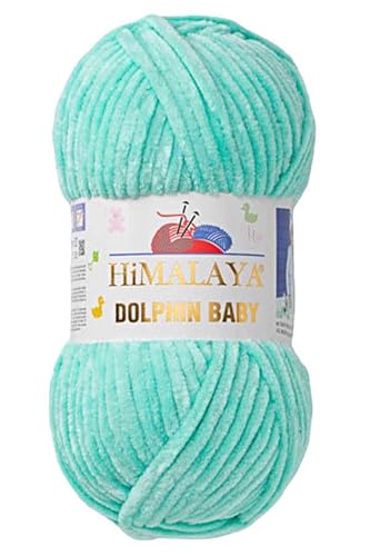 Himalaya Dolphin Baby 120m, 100g |Mint I 100% Polyester I Strickgarn I Flauschwolle I Babywolle I kuschelweiche Wolle für Ihr Baby I Chenillewolle I zum Stricken oder Häkeln von AyosTex