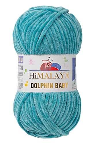 Himalaya Dolphin Baby 120m, 100g |Ozean Blau I 100% Polyester I Strickgarn I Flauschwolle I Babywolle I kuschelweiche Wolle für Ihr Baby I Chenillewolle I zum Stricken oder Häkeln von AyosTex