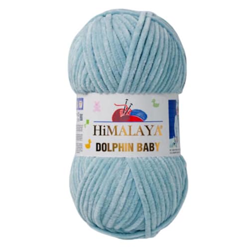 Himalaya Dolphin Baby 120m, 100g |Pastel Grün I 100% Polyester I Strickgarn I Flauschwolle I Babywolle I kuschelweiche Wolle für Ihr Baby I Chenillewolle I zum Stricken oder Häkeln von AyosTex