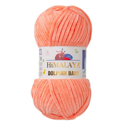 Himalaya Dolphin Baby 120m, 100g |Pfirsich I 100% Polyester I Strickgarn I Flauschwolle I Babywolle I kuschelweiche Wolle für Ihr Baby I Chenillewolle I zum Stricken oder Häkeln von AyosTex