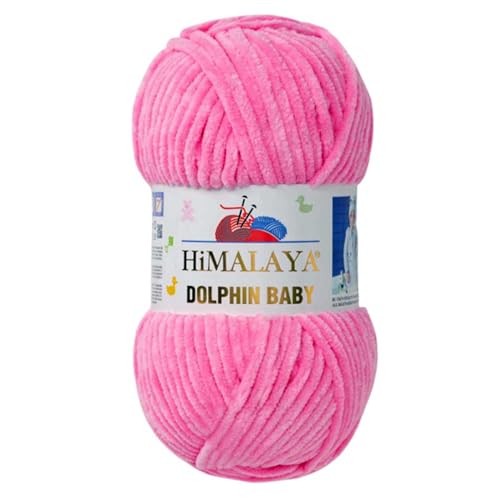 Himalaya Dolphin Baby 120m, 100g |Pink I 100% Polyester I Strickgarn I Flauschwolle I Babywolle I kuschelweiche Wolle für Ihr Baby I Chenillewolle I zum Stricken oder Häkeln von AyosTex