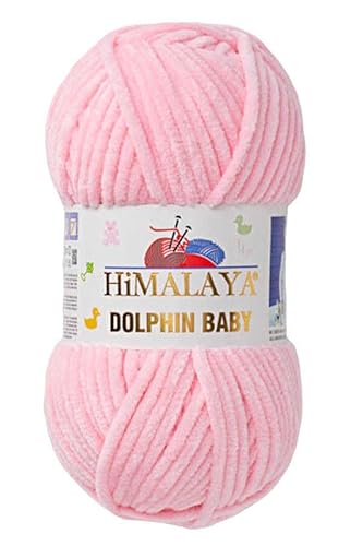 Himalaya Dolphin Baby 120m, 100g |Rosa I 100% Polyester I Strickgarn I Flauschwolle I Babywolle I kuschelweiche Wolle für Ihr Baby I Chenillewolle I zum Stricken oder Häkeln von AyosTex