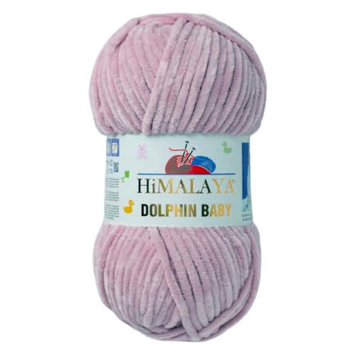 Himalaya Dolphin Baby 120m, 100g |Rose I 100% Polyester I Strickgarn I Flauschwolle I Babywolle I kuschelweiche Wolle für Ihr Baby I Chenillewolle I zum Stricken oder Häkeln von AyosTex