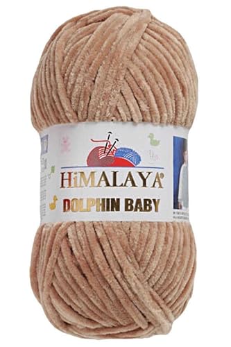 Himalaya Dolphin Baby 120m, 100g |Sandbraun I 100% Polyester I Strickgarn I Flauschwolle I Babywolle I kuschelweiche Wolle für Ihr Baby I Chenillewolle I zum Stricken oder Häkeln von AyosTex