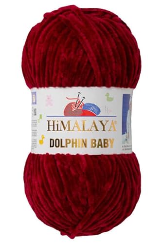 Himalaya Dolphin Baby 120m, 100g |Weinrot I 100% Polyester I Strickgarn I Flauschwolle I Babywolle I kuschelweiche Wolle für Ihr Baby I Chenillewolle I zum Stricken oder Häkeln von AyosTex