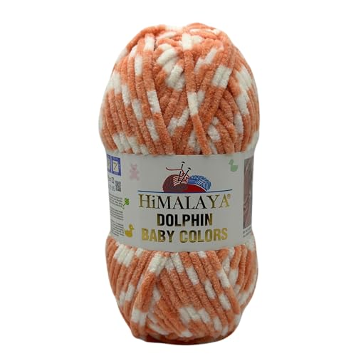 Himalaya Dolphin Colors 120m, 100g | 100% Polyester I Strickgarn I Flauschwolle I Babywolle I kuschelweiche Wolle für Ihr Baby I Chenillewolle I zum Stricken oder Häkeln von AyosTex