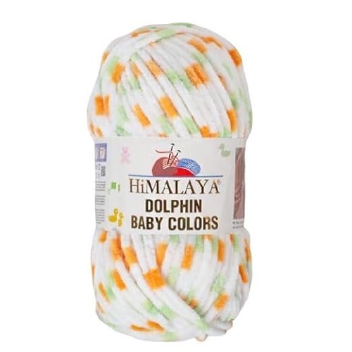 Himalaya Dolphin Colors 120m, 100g | 100% Polyester I Strickgarn I Flauschwolle I Babywolle I kuschelweiche Wolle für Ihr Baby I Chenillewolle I zum Stricken oder Häkeln von AyosTex