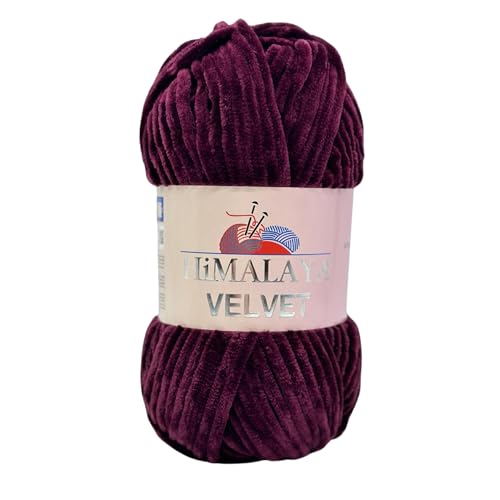 Himalaya Velvet Chenillegarn 120m, 100g I 100% Polyester I Strickgarn I Micropolyester Wolle I Flauschwolle I Chenillewolle I samt Wolle I zum Stricken oder Häkeln von AyosTex