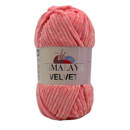 Himalaya Velvet Chenillegarn 120m, 100g I 100% Polyester I Strickgarn I Micropolyester Wolle I Flauschwolle I Chenillewolle I samt Wolle I zum Stricken oder Häkeln von AyosTex