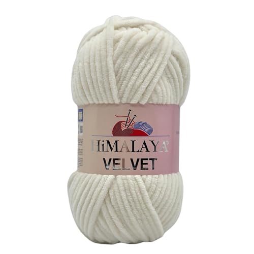 Himalaya Velvet Chenillegarn 120m, 100g I 100% Polyester I Strickgarn I Micropolyester Wolle I Flauschwolle I Chenillewolle I samt Wolle I zum Stricken oder Häkeln von AyosTex