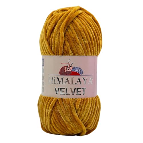 Himalaya Velvet Chenillegarn 120m, 100g I 100% Polyester I Strickgarn I Micropolyester Wolle I Flauschwolle I Chenillewolle I samt Wolle I zum Stricken oder Häkeln von AyosTex