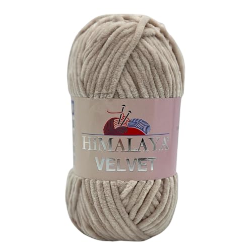 Himalaya Velvet Chenillegarn 120m, 100g I 100% Polyester I Strickgarn I Micropolyester Wolle I Flauschwolle I Chenillewolle I samt Wolle I zum Stricken oder Häkeln von AyosTex