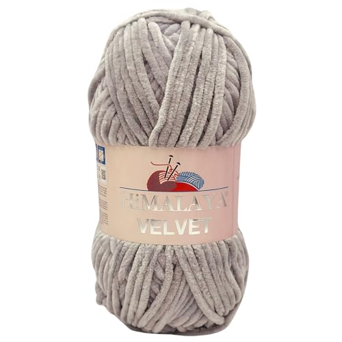 Himalaya Velvet Chenillegarn 120m, 100g I 100% Polyester I Strickgarn I Micropolyester Wolle I Flauschwolle I Chenillewolle I samt Wolle I zum Stricken oder Häkeln von AyosTex