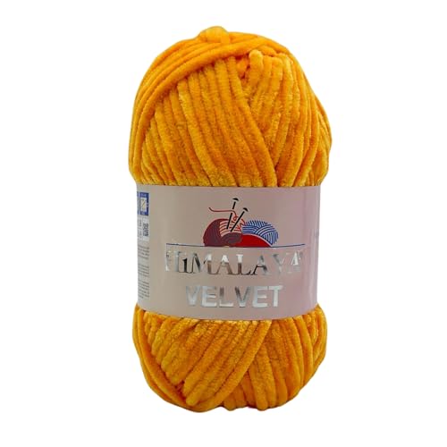 Himalaya Velvet Chenillegarn 120m, 100g I 100% Polyester I Strickgarn I Micropolyester Wolle I Flauschwolle I Chenillewolle I samt Wolle I zum Stricken oder Häkeln von AyosTex