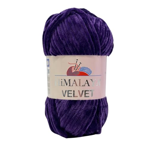 Himalaya Velvet Chenillegarn 120m, 100g I 100% Polyester I Strickgarn I Micropolyester Wolle I Flauschwolle I Chenillewolle I samt Wolle I zum Stricken oder Häkeln von AyosTex