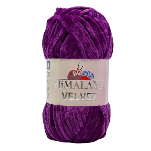 Himalaya Velvet Chenillegarn 120m, 100g I 100% Polyester I Strickgarn I Micropolyester Wolle I Flauschwolle I Chenillewolle I samt Wolle I zum Stricken oder Häkeln von AyosTex