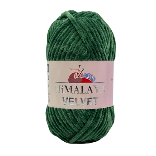 Himalaya Velvet Chenillegarn 120m, 100g I 100% Polyester I Strickgarn I Micropolyester Wolle I Flauschwolle I Chenillewolle I samt Wolle I zum Stricken oder Häkeln von AyosTex