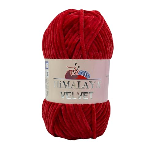 Himalaya Velvet Chenillegarn 120m, 100g I 100% Polyester I Strickgarn I Micropolyester Wolle I Flauschwolle I Chenillewolle I samt Wolle I zum Stricken oder Häkeln von AyosTex