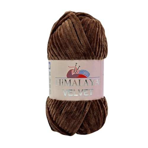 Himalaya Velvet Chenillegarn 120m, 100g I 100% Polyester I Strickgarn I Micropolyester Wolle I Flauschwolle I Chenillewolle I samt Wolle I zum Stricken oder Häkeln von AyosTex