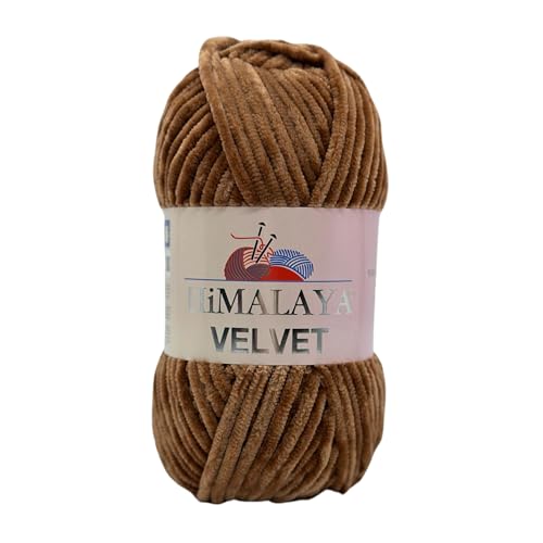 Himalaya Velvet Chenillegarn 120m, 100g I 100% Polyester I Strickgarn I Micropolyester Wolle I Flauschwolle I Chenillewolle I samt Wolle I zum Stricken oder Häkeln von AyosTex