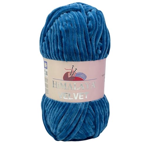 Himalaya Velvet Chenillegarn 120m, 100g I 100% Polyester I Strickgarn I Micropolyester Wolle I Flauschwolle I Chenillewolle I samt Wolle I zum Stricken oder Häkeln von AyosTex