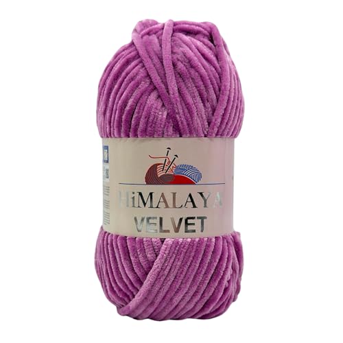 Himalaya Velvet Chenillegarn 120m, 100g I 100% Polyester I Strickgarn I Micropolyester Wolle I Flauschwolle I Chenillewolle I samt Wolle I zum Stricken oder Häkeln von AyosTex