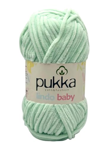 Pukka Lindo Baby Chenille Wolle 120m,100g | 100% Polyester | Amigurumi Garn | Kuschelwolle | Chenillewolle | Samtwolle zum Häkeln von AyosTex